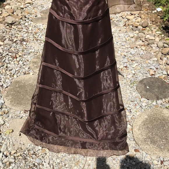 Bill Pesce Couture Full Length Brown Evening Gown - Picture 2 of 8